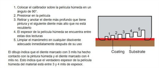 Medidor de espesor de pintura en húmedo 25-2000